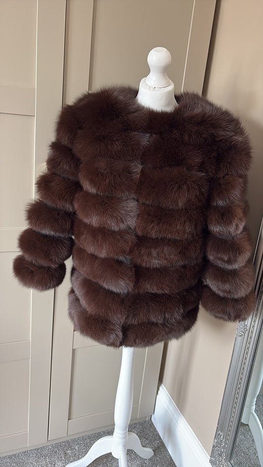 4in1 Real Fox Fur Coat “Chocolate Brown”
