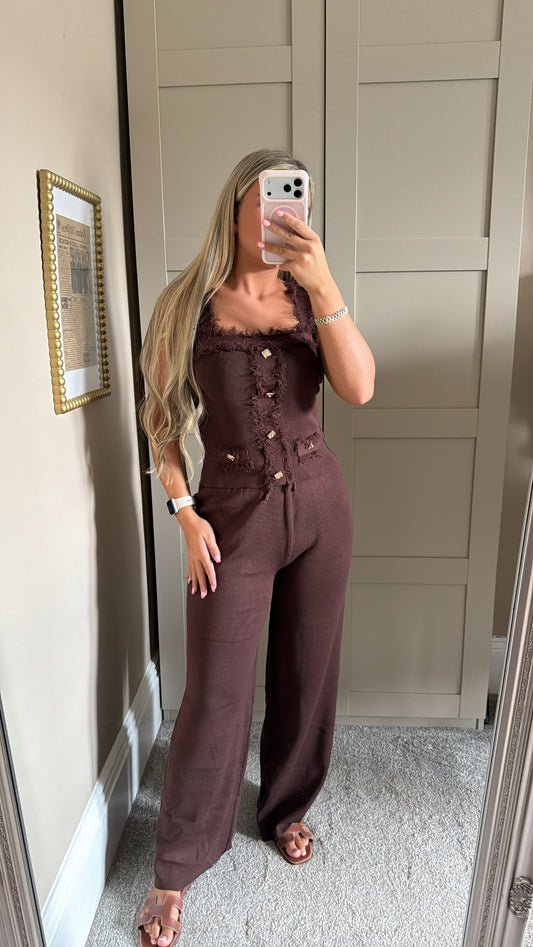 Women’s Brown Frilly Lounge Set